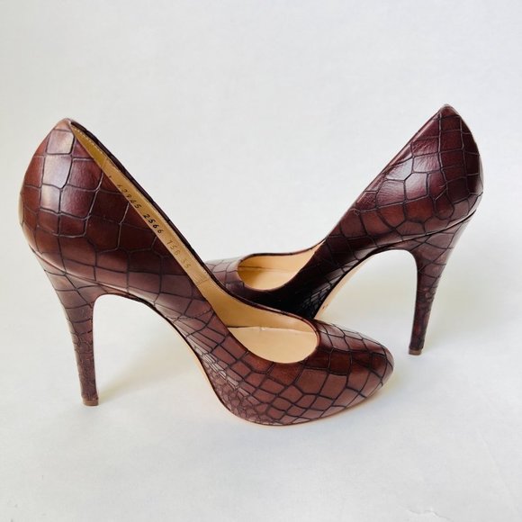 Casadei croc embossed brown pumps Size 5 - Picture 7 of 9